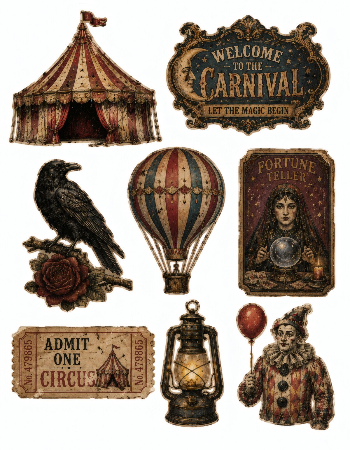 Dark Circus Junk Journal Kit – 28 Creepy Carnival Printables - Image 9