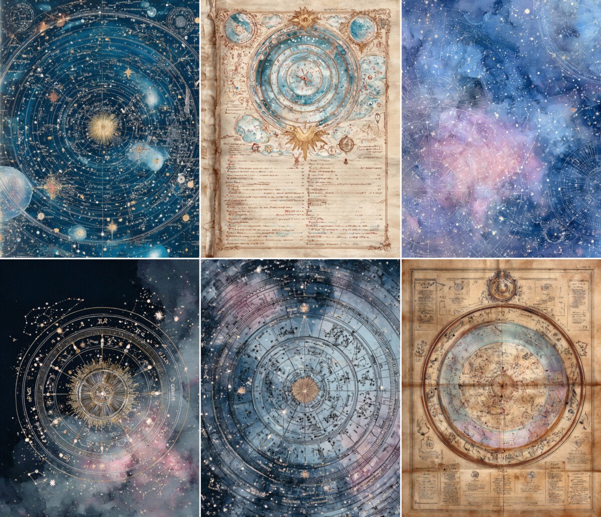 Celestial Zodiac Printable Pages – 40 Vintage Astrology Journal Sheets - Image 6