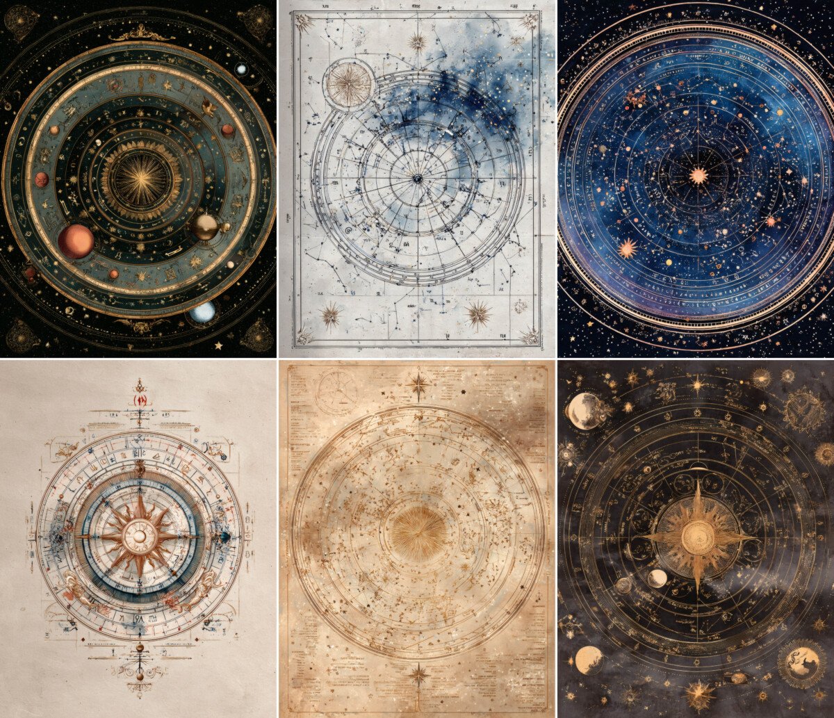 Celestial Zodiac Printable Pages – 40 Vintage Astrology Journal Sheets - Image 3