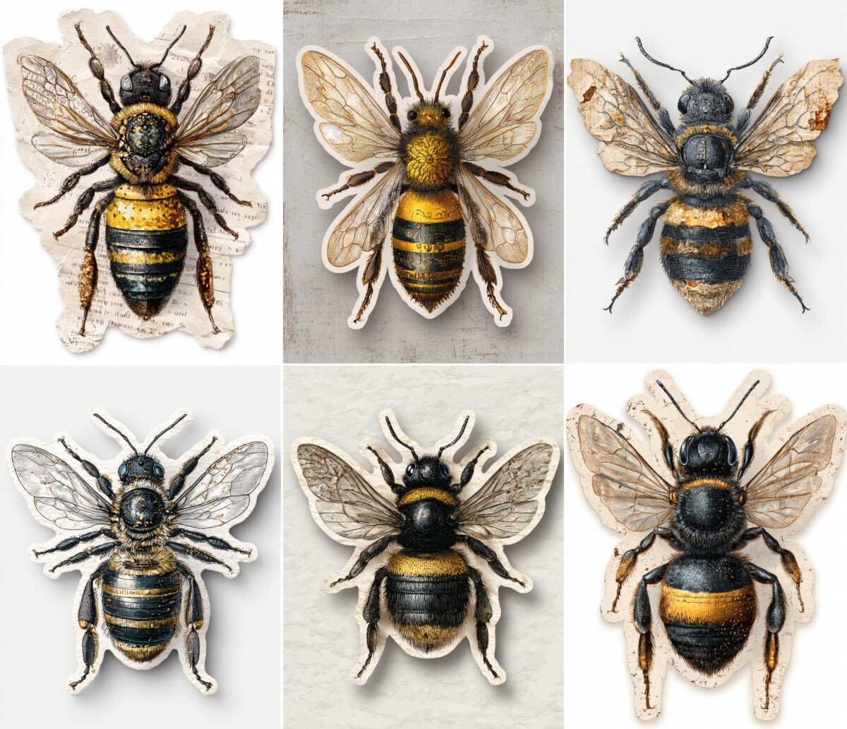 Vintage Bee Printable Stickers – 22 Honeybee Designs - Image 2