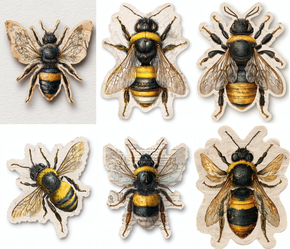 Vintage Bee Printable Stickers – 22 Honeybee Designs - Image 3