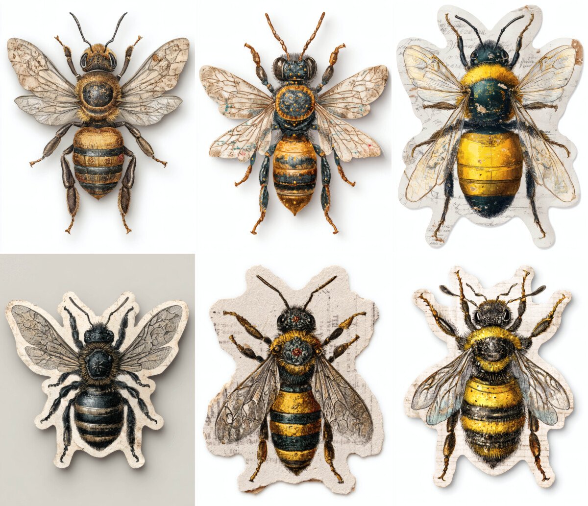 Vintage Bee Printable Stickers – 22 Honeybee Designs