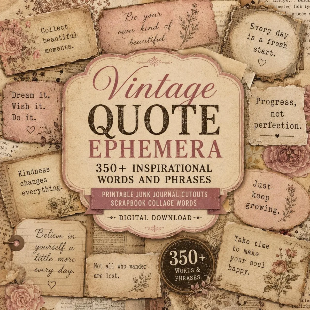 Vintage Quote Ephemera Bundle – 350+ Printable Words