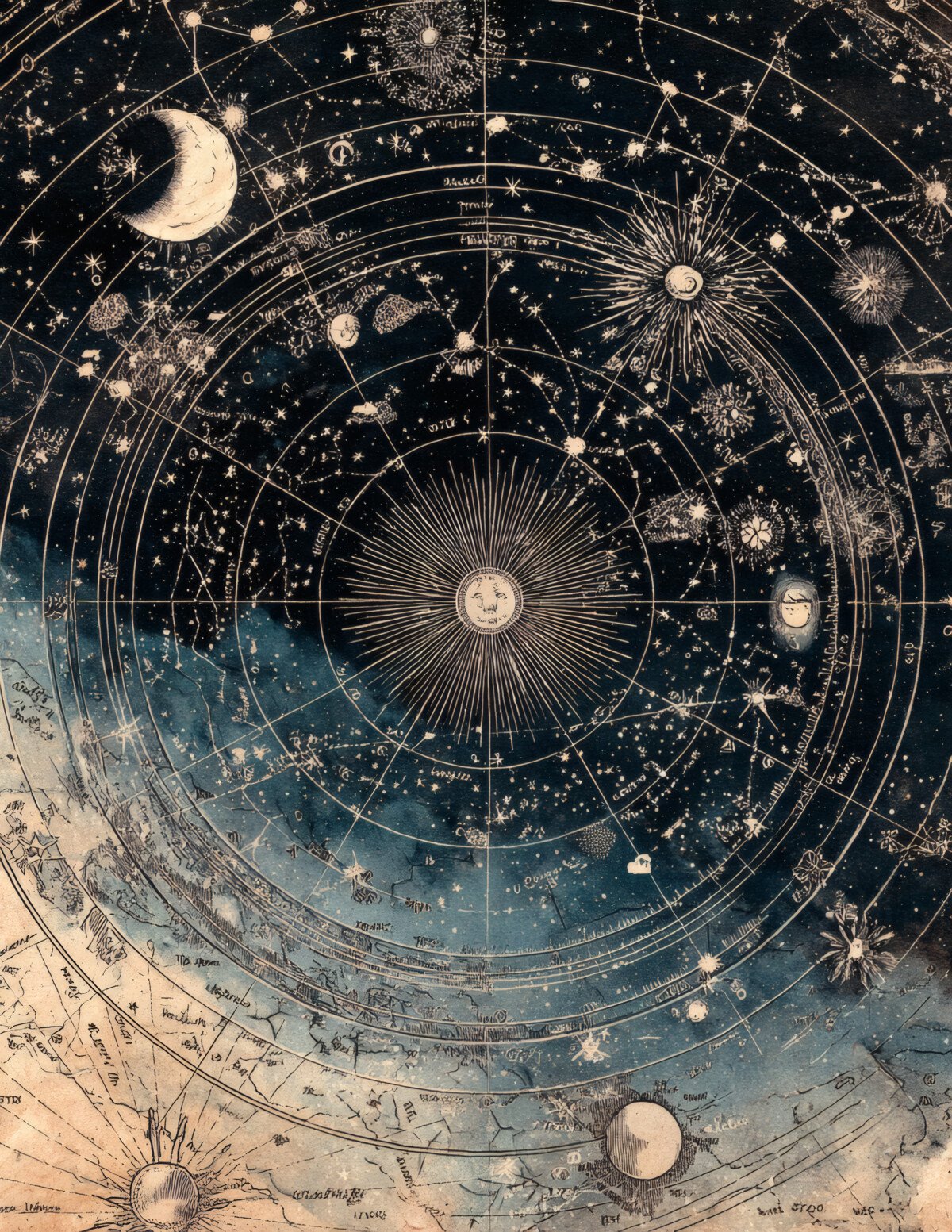Celestial Zodiac Printable Pages – 40 Vintage Astrology Journal Sheets - Image 7