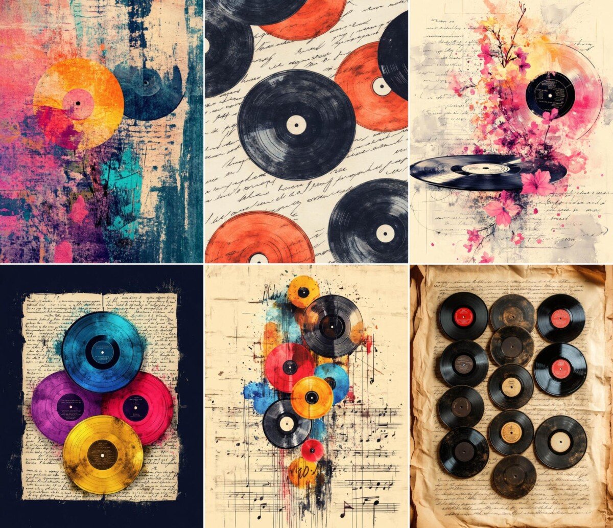 Vintage Vinyl Record Journal Pages – 56 Music Collage Papers - Image 7