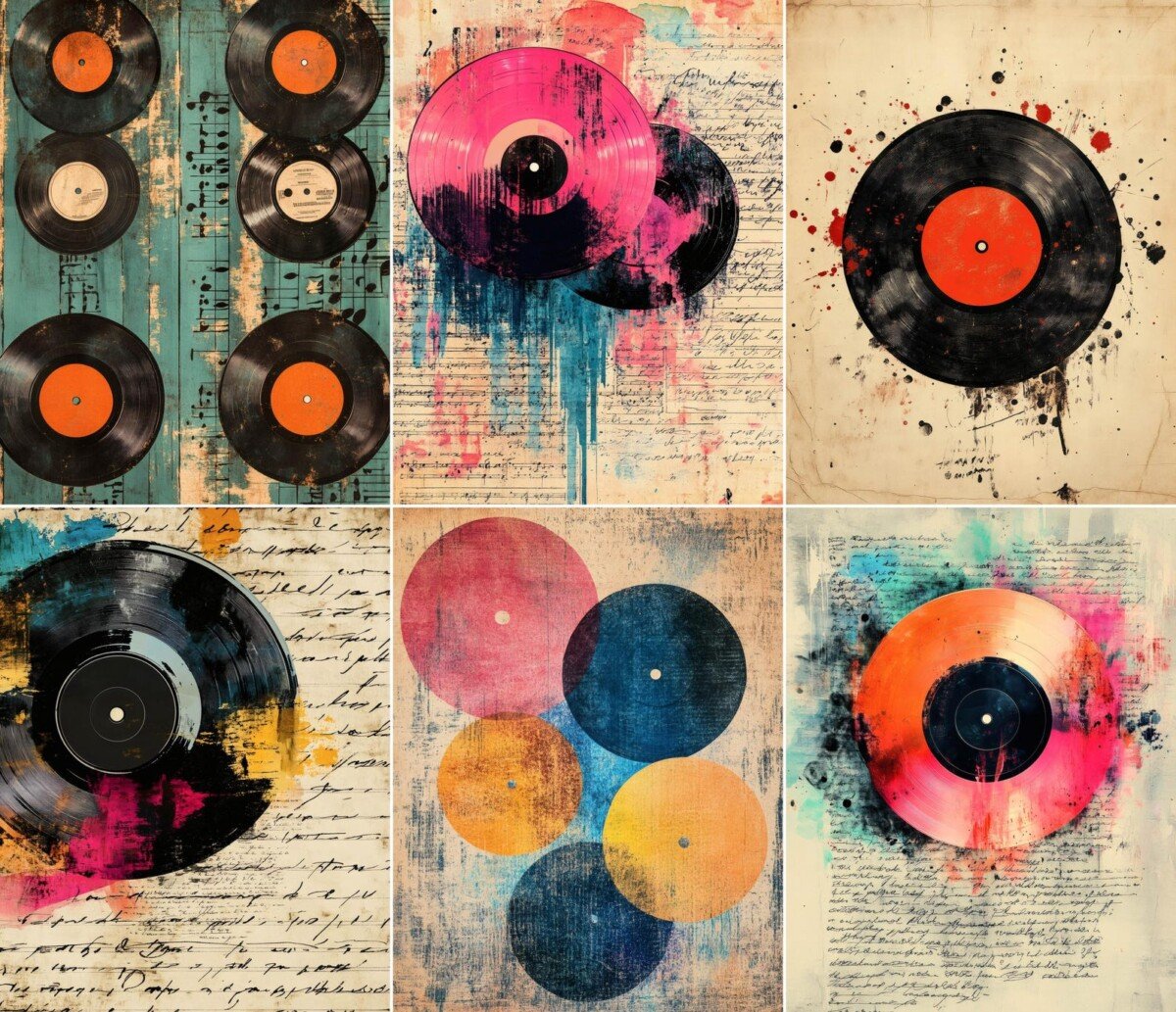 Vintage Vinyl Record Journal Pages – 56 Music Collage Papers - Image 5