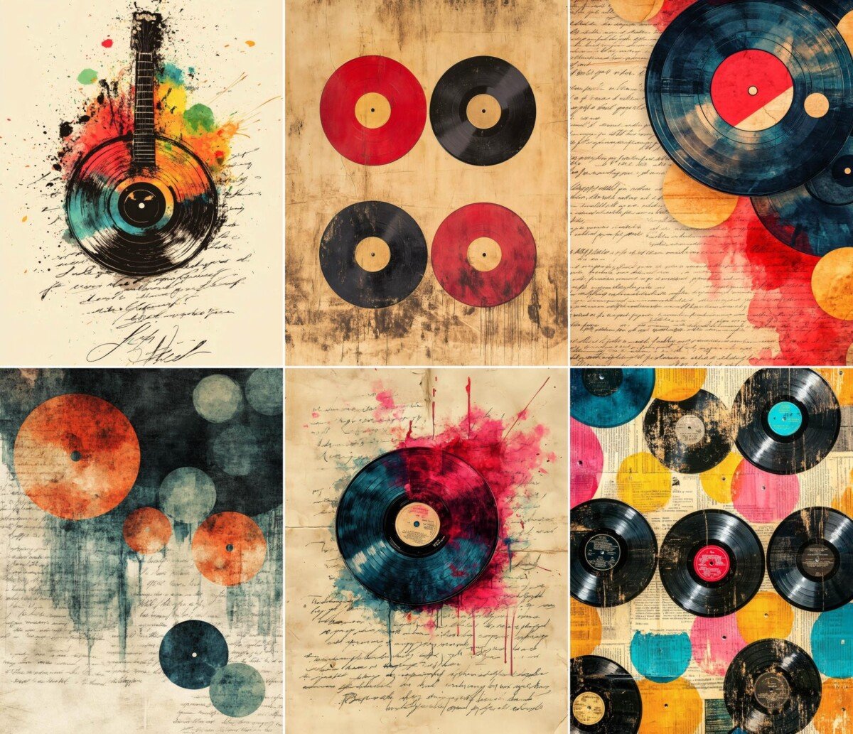 Vintage Vinyl Record Journal Pages – 56 Music Collage Papers - Image 6