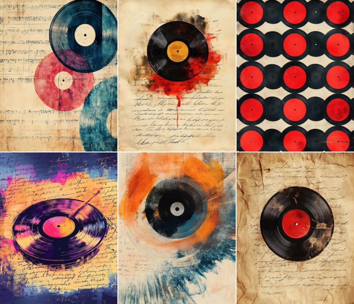 Vintage Vinyl Record Journal Pages – 56 Music Collage Papers - Image 2