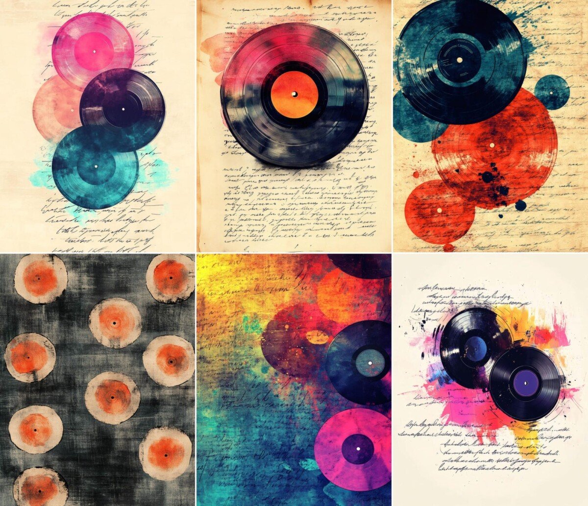 Vintage Vinyl Record Journal Pages – 56 Music Collage Papers - Image 3