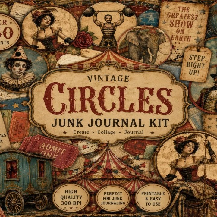 Dark Circus Junk Journal Kit – 28 Creepy Carnival Printables