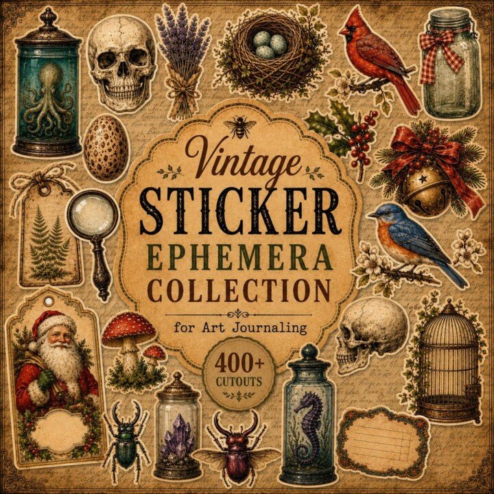 Vintage Ephemera Bundle – 400+ Fussy Cuts in 25 Themes