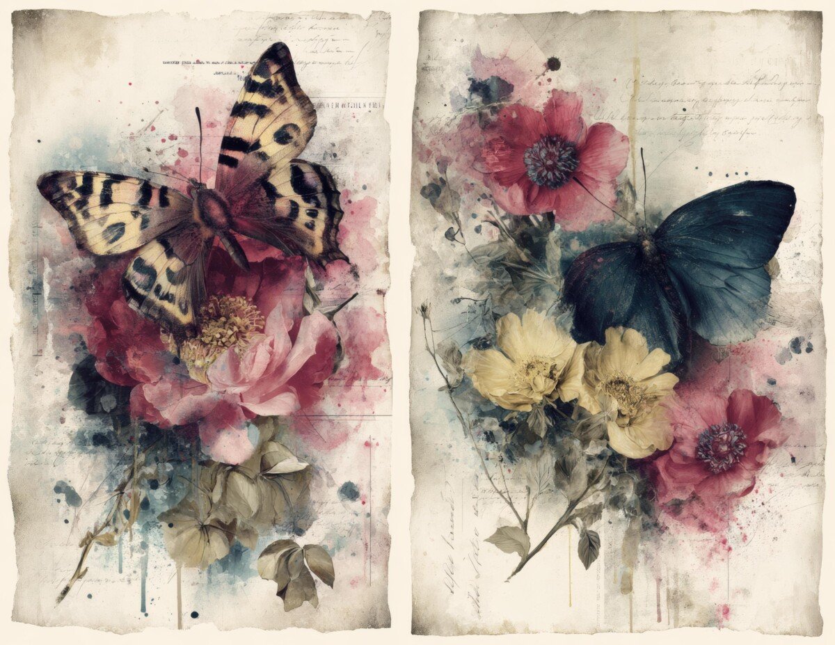 Vintage Butterfly and Botanical Journal Pages - Image 7