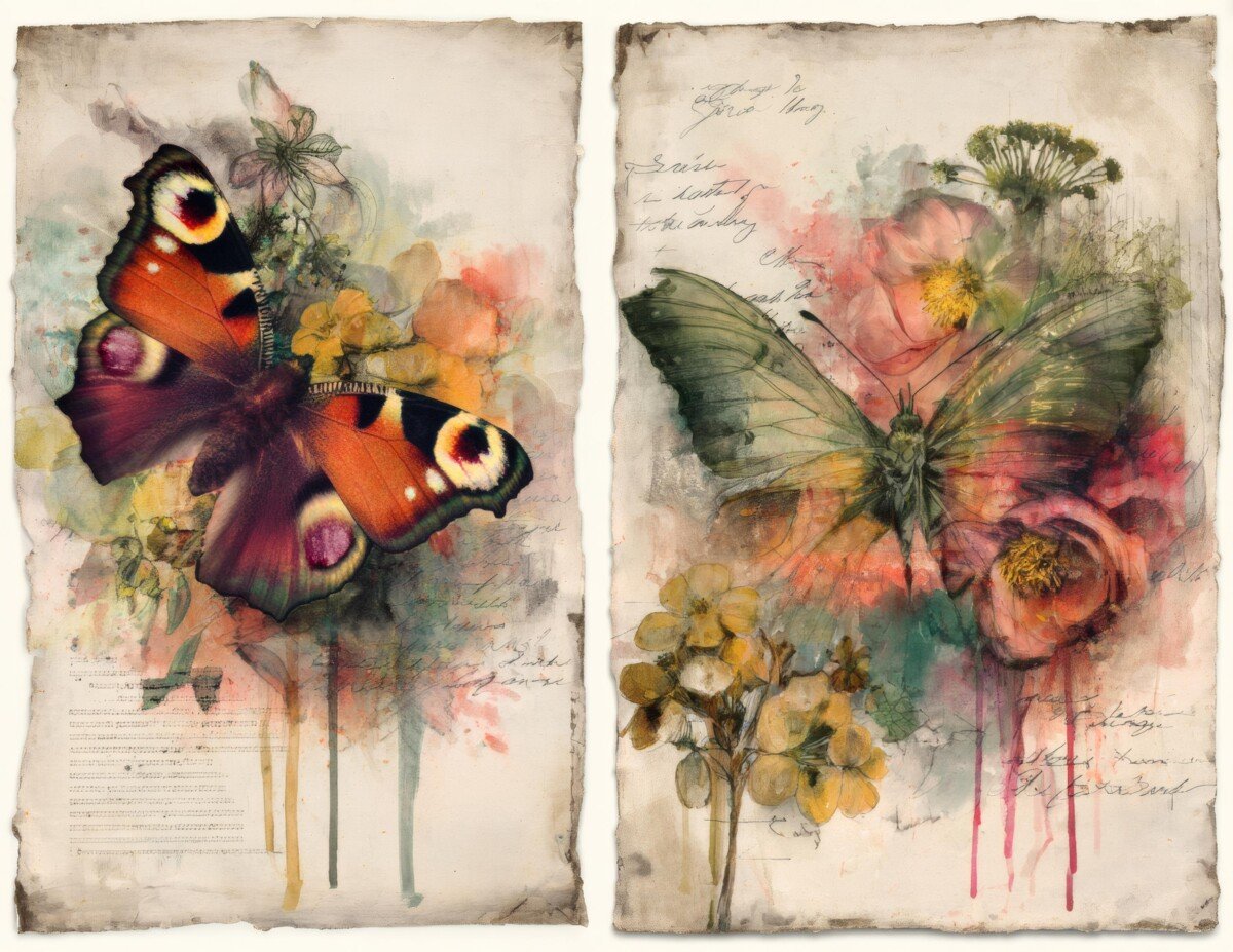Vintage Butterfly and Botanical Journal Pages - Image 8