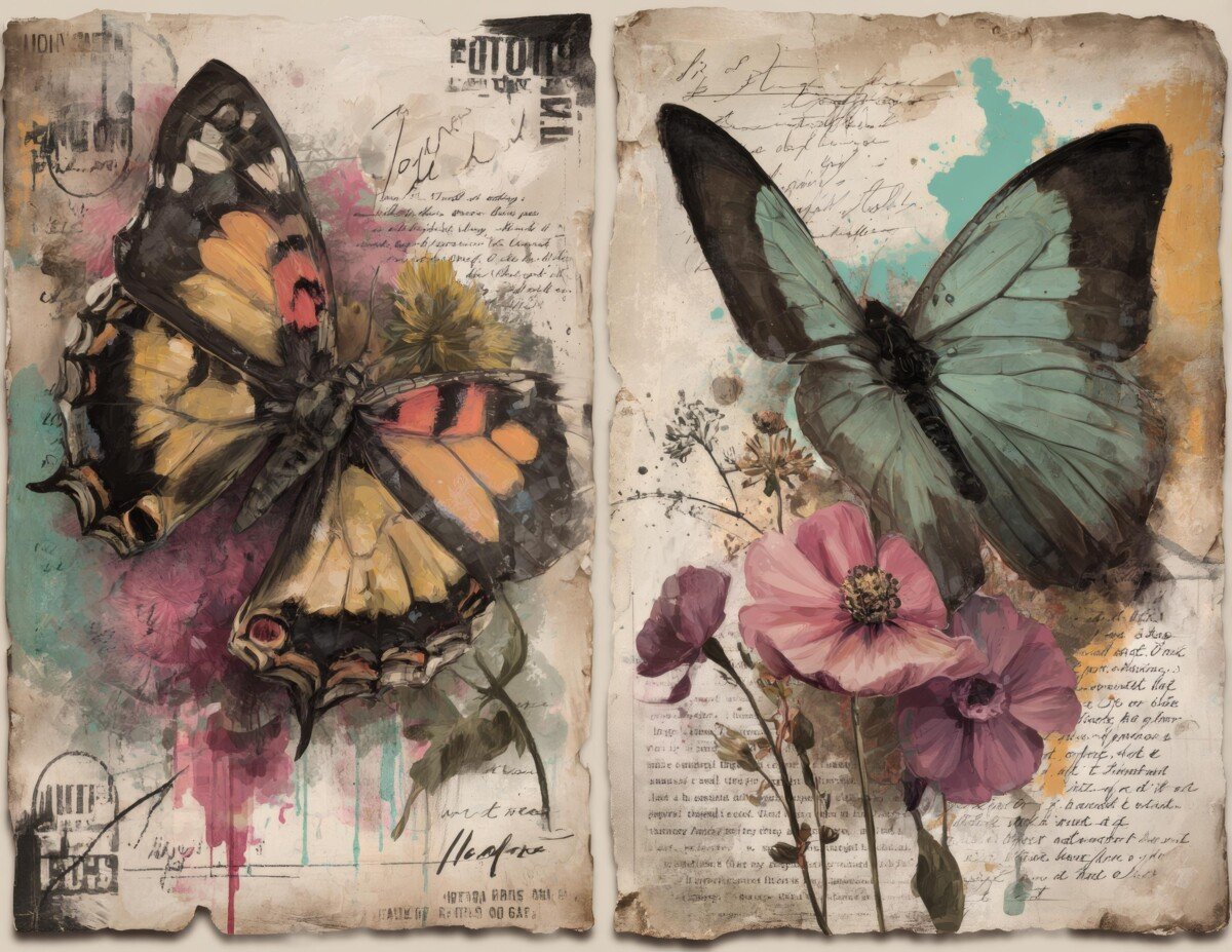 Vintage Butterfly and Botanical Journal Pages - Image 5