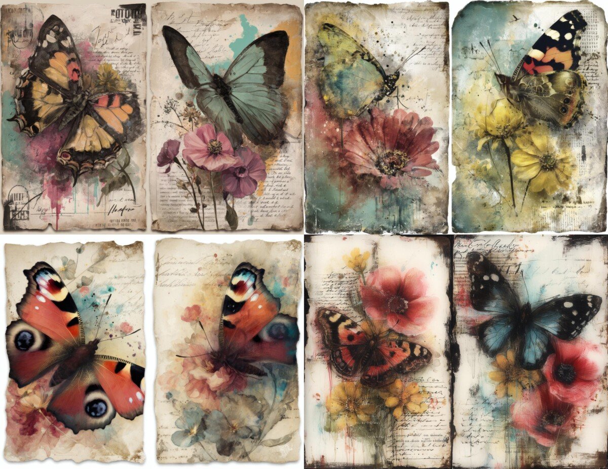 Vintage Butterfly and Botanical Journal Pages - Image 2