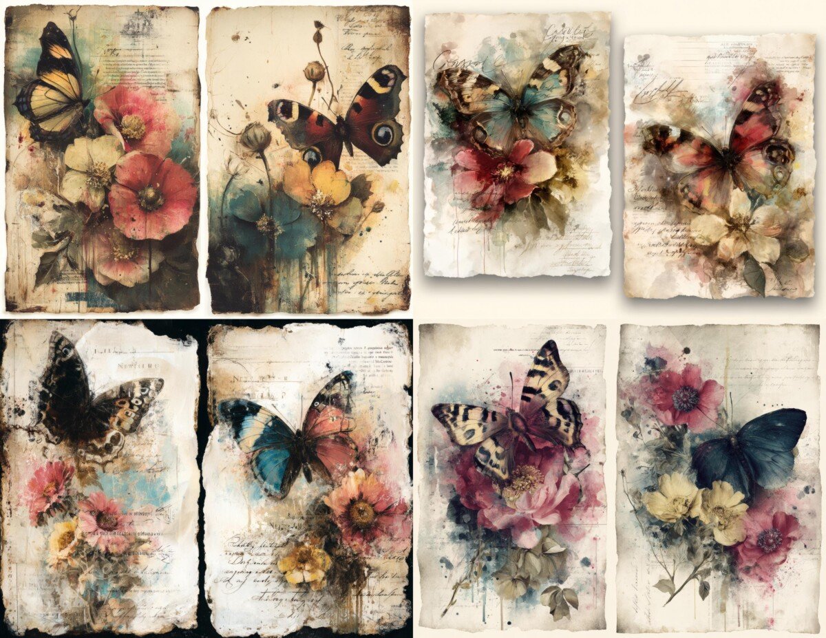 Vintage Butterfly and Botanical Journal Pages - Image 4