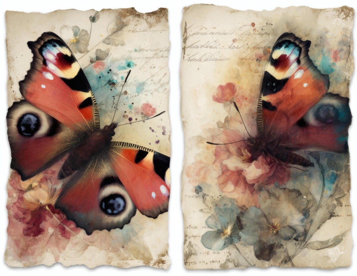 Vintage Butterfly and Botanical Journal Pages - Image 6