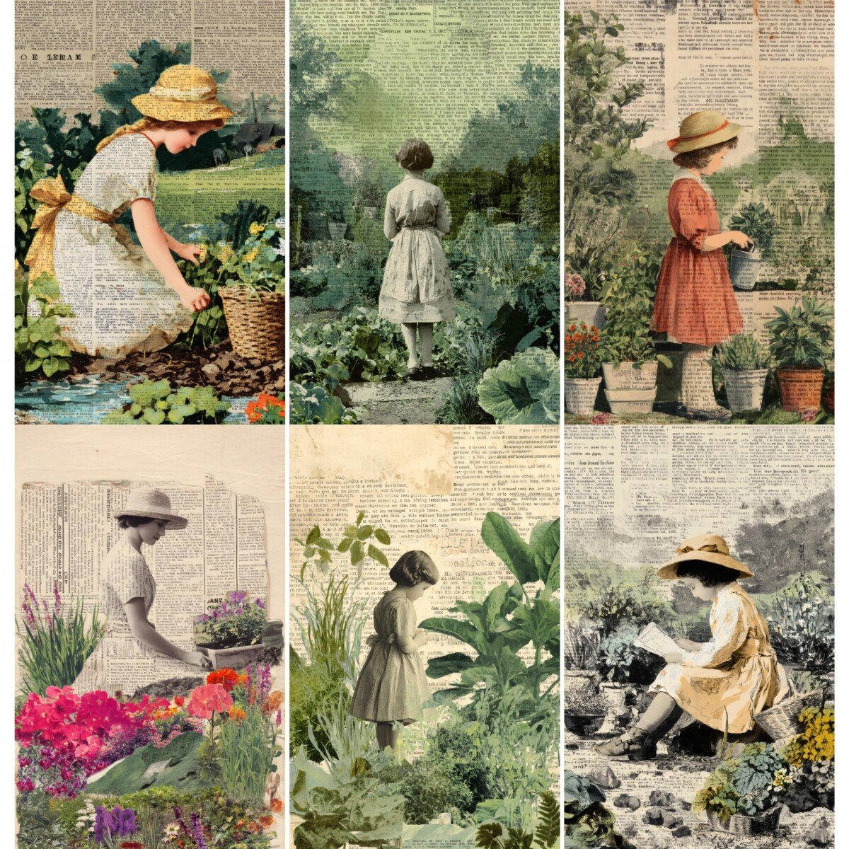 Vintage Girl Garden Journal Pages 52 Floral Collage - Image 2