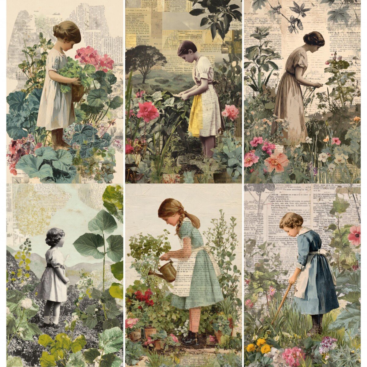 Vintage Girl Garden Journal Pages 52 Floral Collage - Image 3