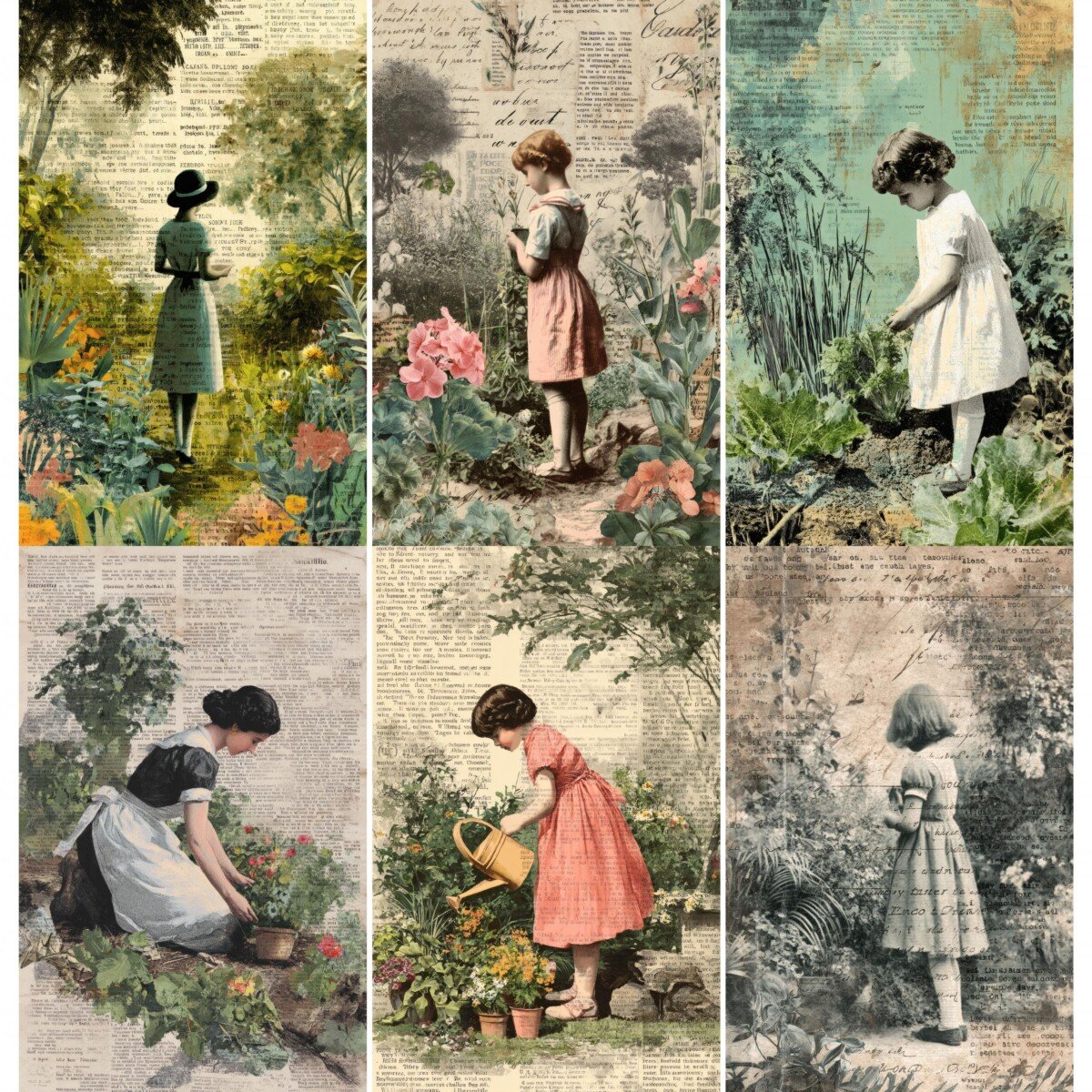 Vintage Girl Garden Journal Pages 52 Floral Collage - Image 6