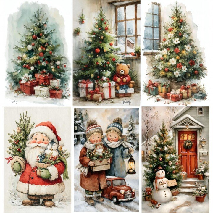 Vintage Watercolor Christmas Junk Journal 160 Pages