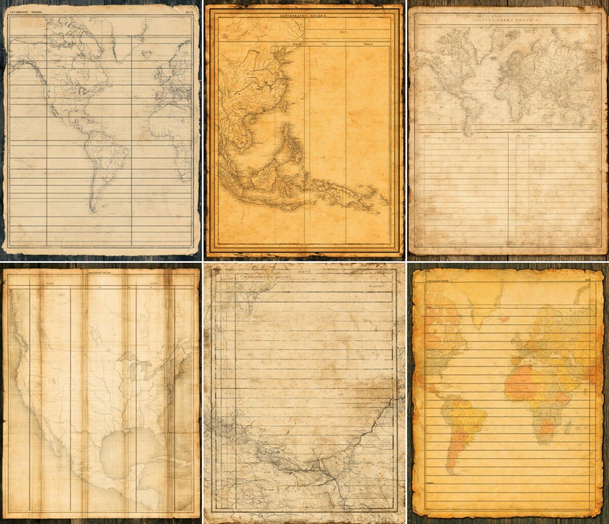Vintage Map Collection Record Card 28 Pages