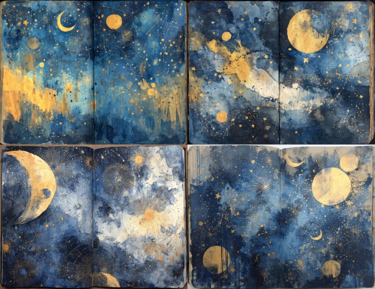 celestial – 12 Set 3 Junk Journal Pages
