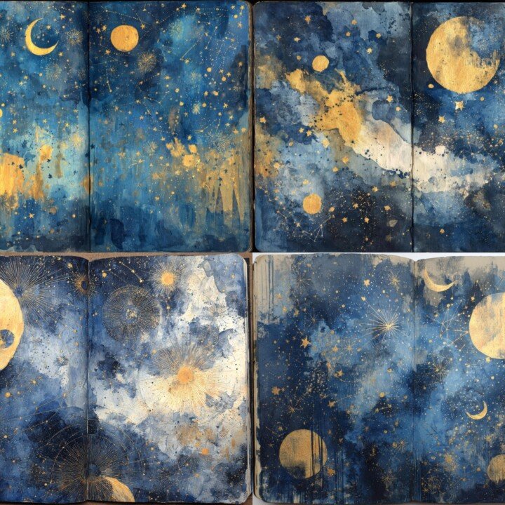 celestial – 12 Set 3 Junk Journal Pages