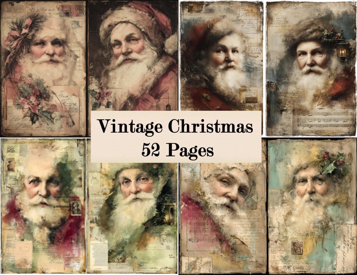 vintage – 52 Vintage Santa Junk Journal Kit