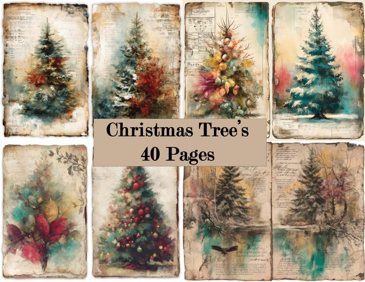 christmas – 40 Christmas Tree Junk Journal Kit