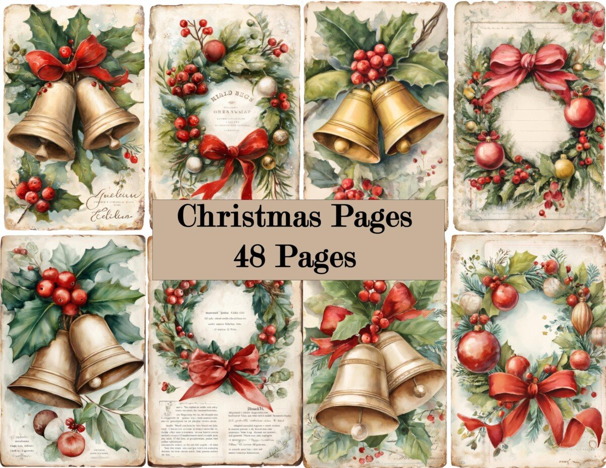 christmas – Christmas Junk Journal Kit, Vintage Holiday Ephemera