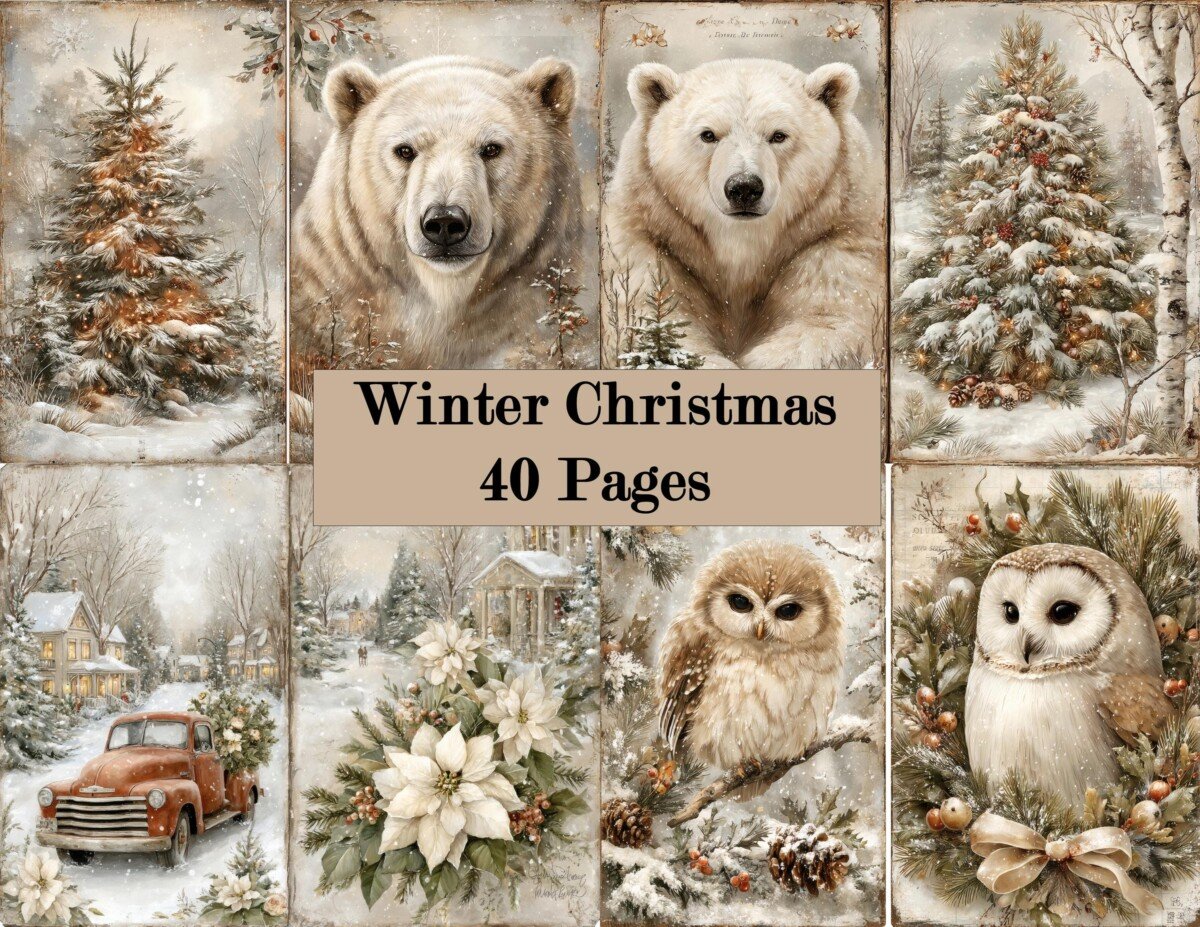 snowy – 40 Snowy Winter Junk Journal Kit