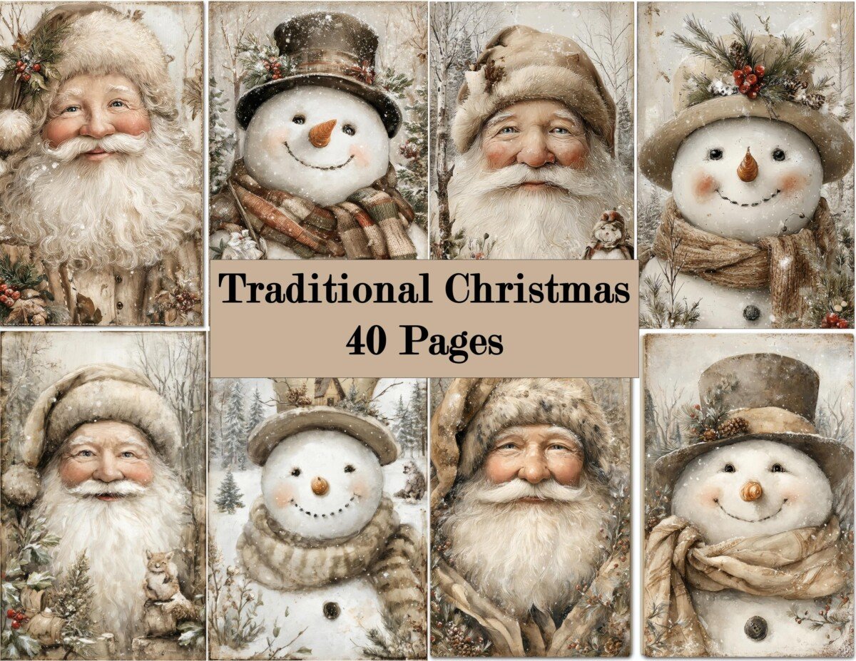 traditional – 40 Traditional Christmas Junk Journal Kit
