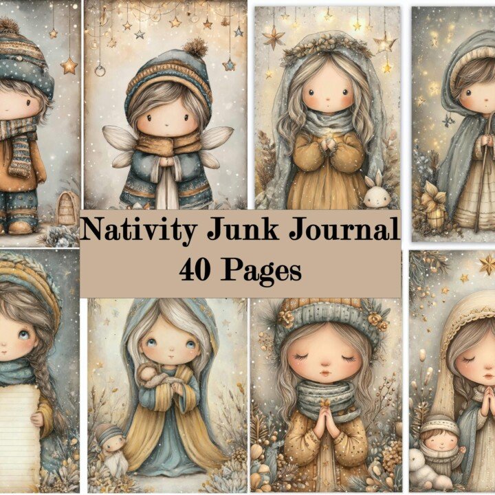 vintage – 40 Vintage Nativity Junk Journal Pages