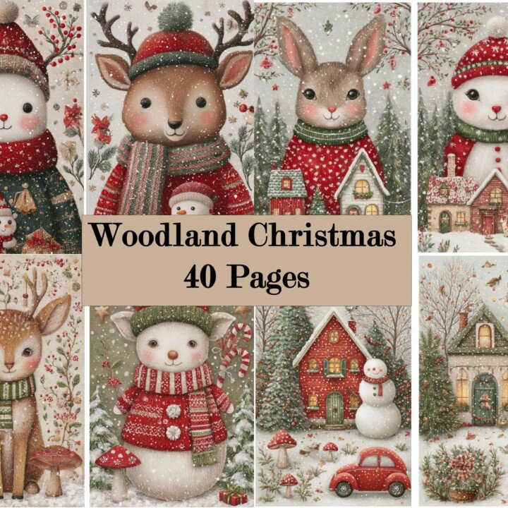 woodland – 38 Woodland Christmas Junk Journal Pages