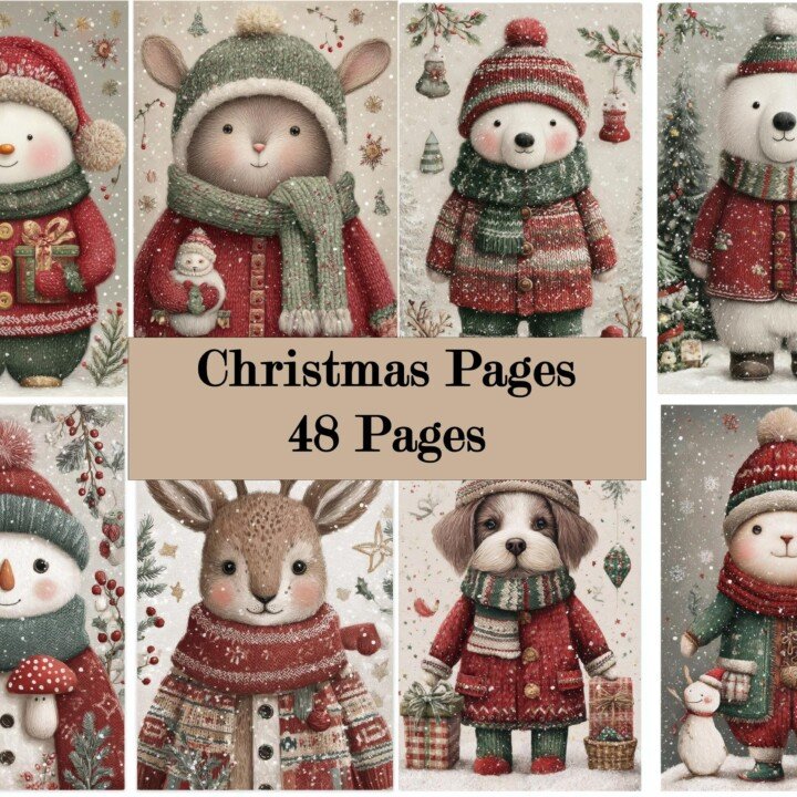 soft – 48 Soft Winter Animal Junk Journal Pages