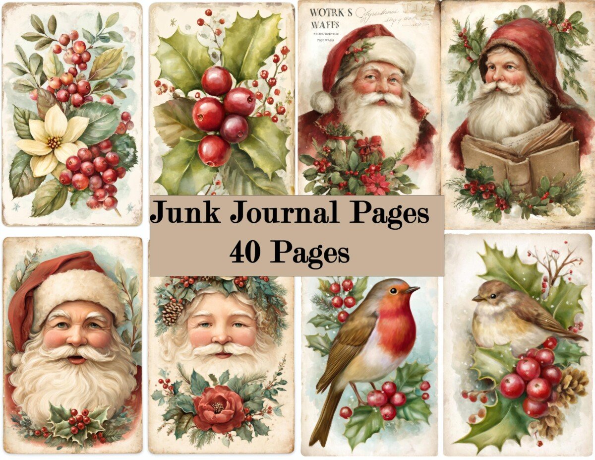 vintage – 40 Vintage Christmas Junk Journal Pages