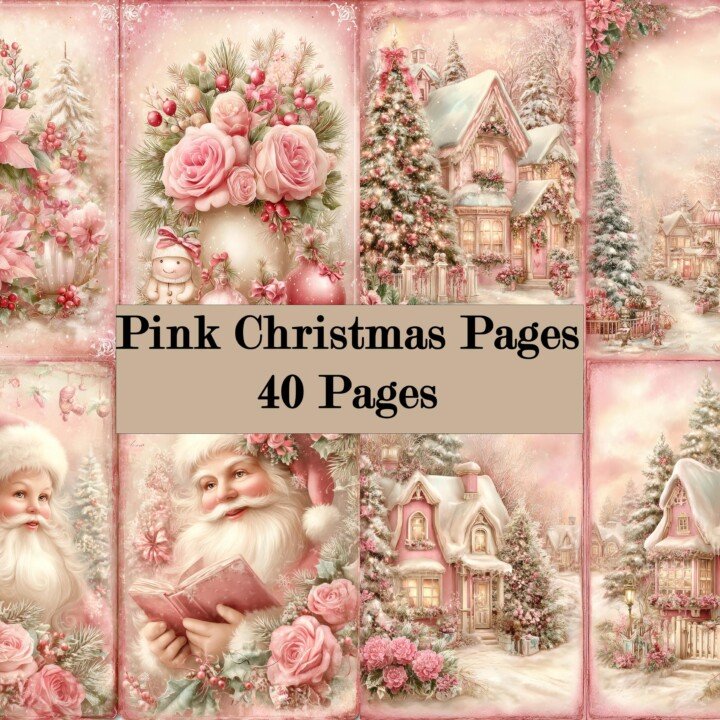 pink – 40 Pink Holiday Junk Journal Pages
