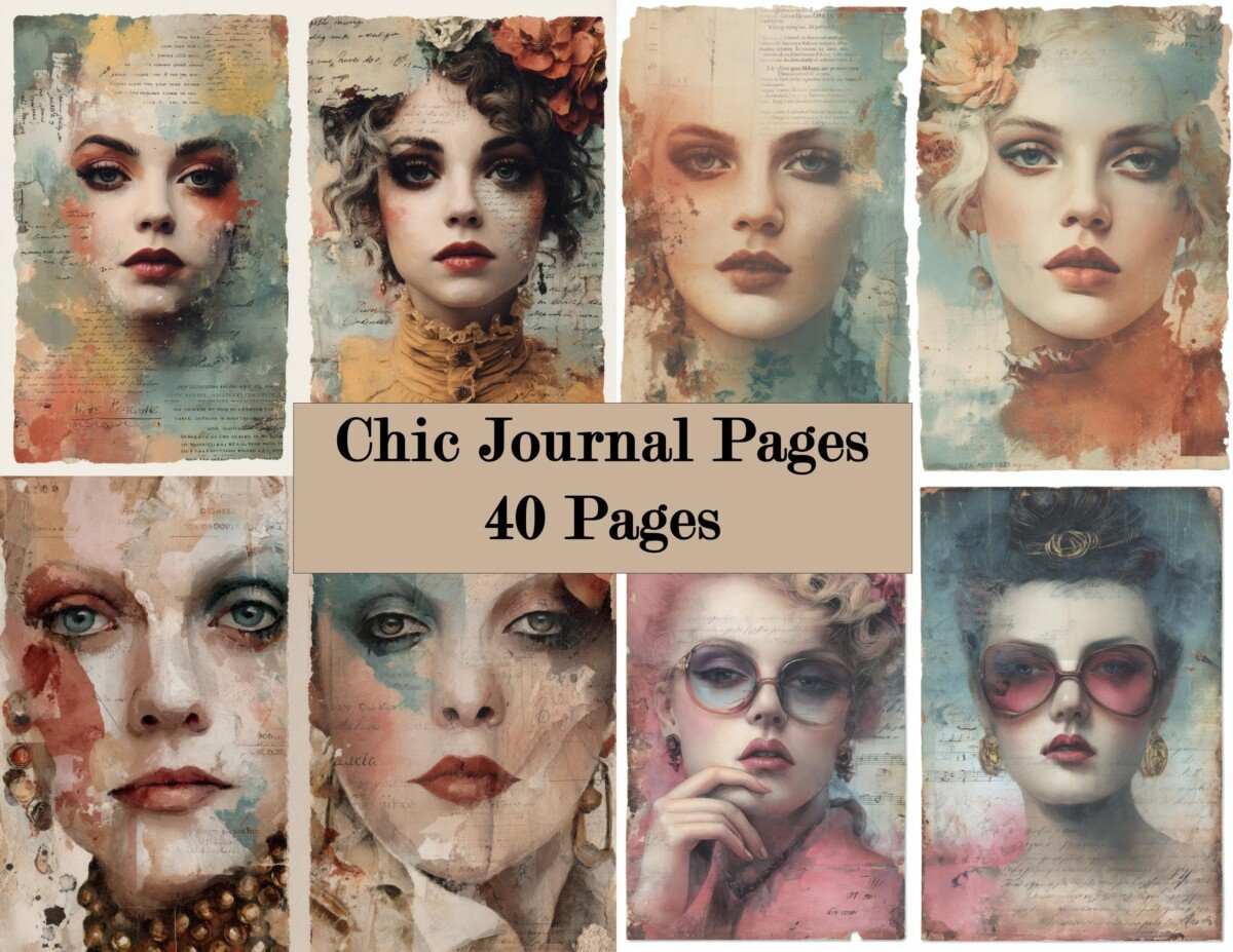fashion – 20 Fashion Portrait Junk Journal Pages