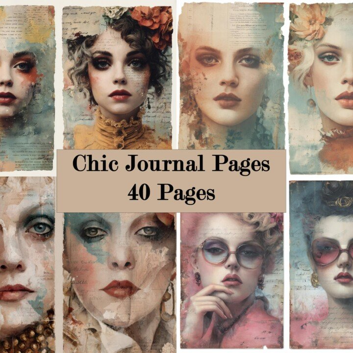 fashion – 20 Fashion Portrait Junk Journal Pages