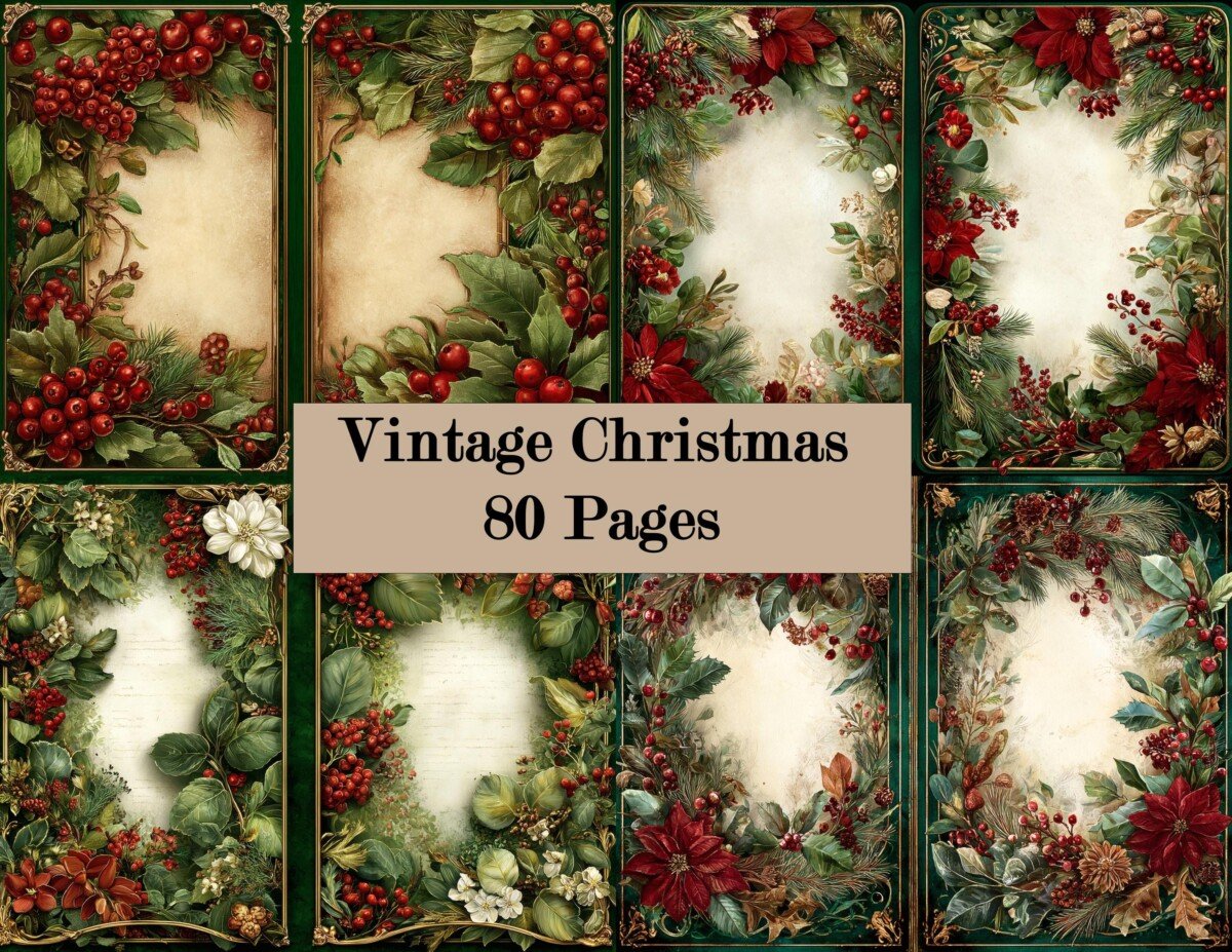 vintage – 80 Vintage Christmas Junk Journal Pages