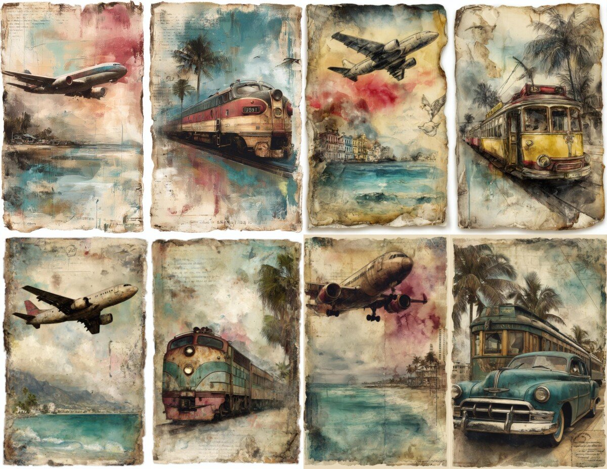 retro – 24 Retro Travel Junk Journal Pages