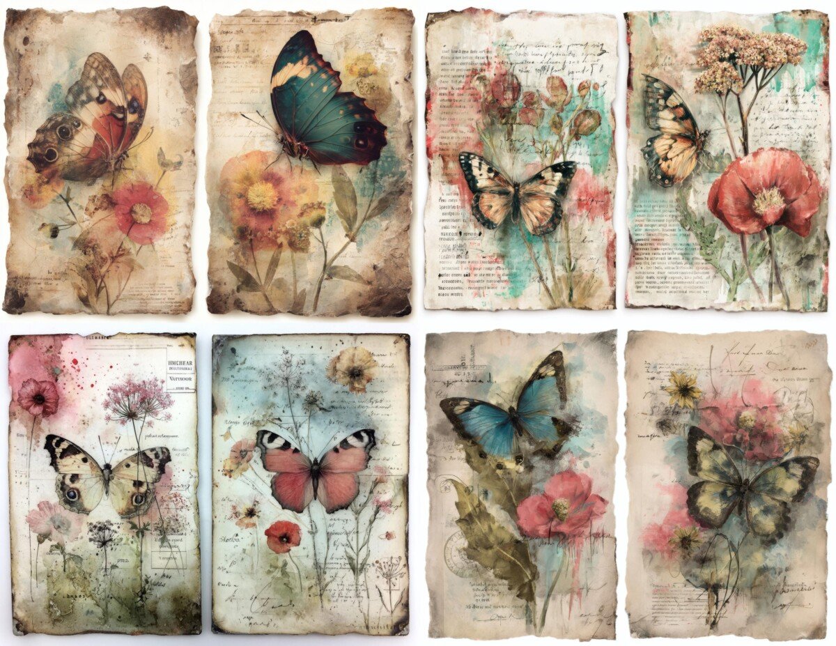 butterfly – 20 Butterfly Botanical Junk Journal Pages