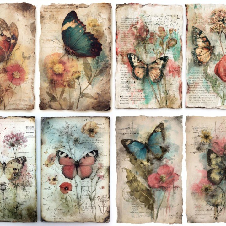 butterfly – 20 Butterfly Botanical Junk Journal Pages