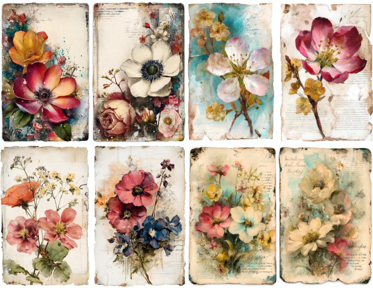 spring – 24 Spring Wildflower Junk Journal Pages