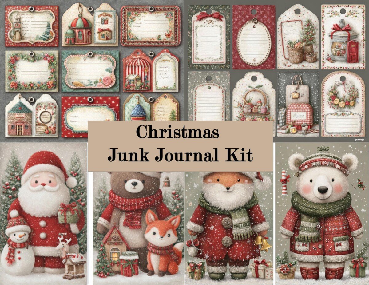 soft – 20 Soft Winter Bear Junk Journal Kit