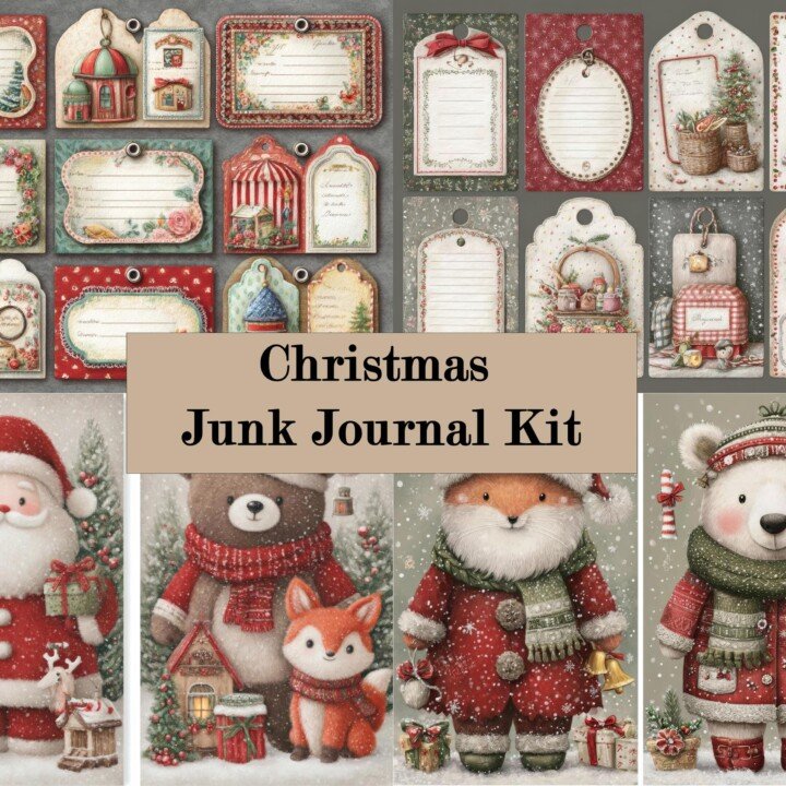 soft – 20 Soft Winter Bear Junk Journal Kit