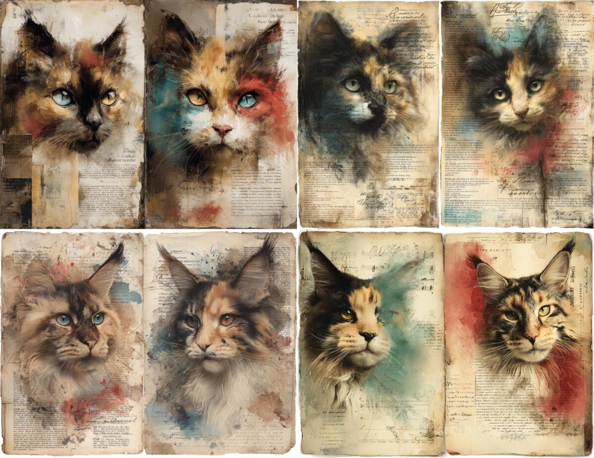 cat – 24 Cat Supplies Junk Journal Pages