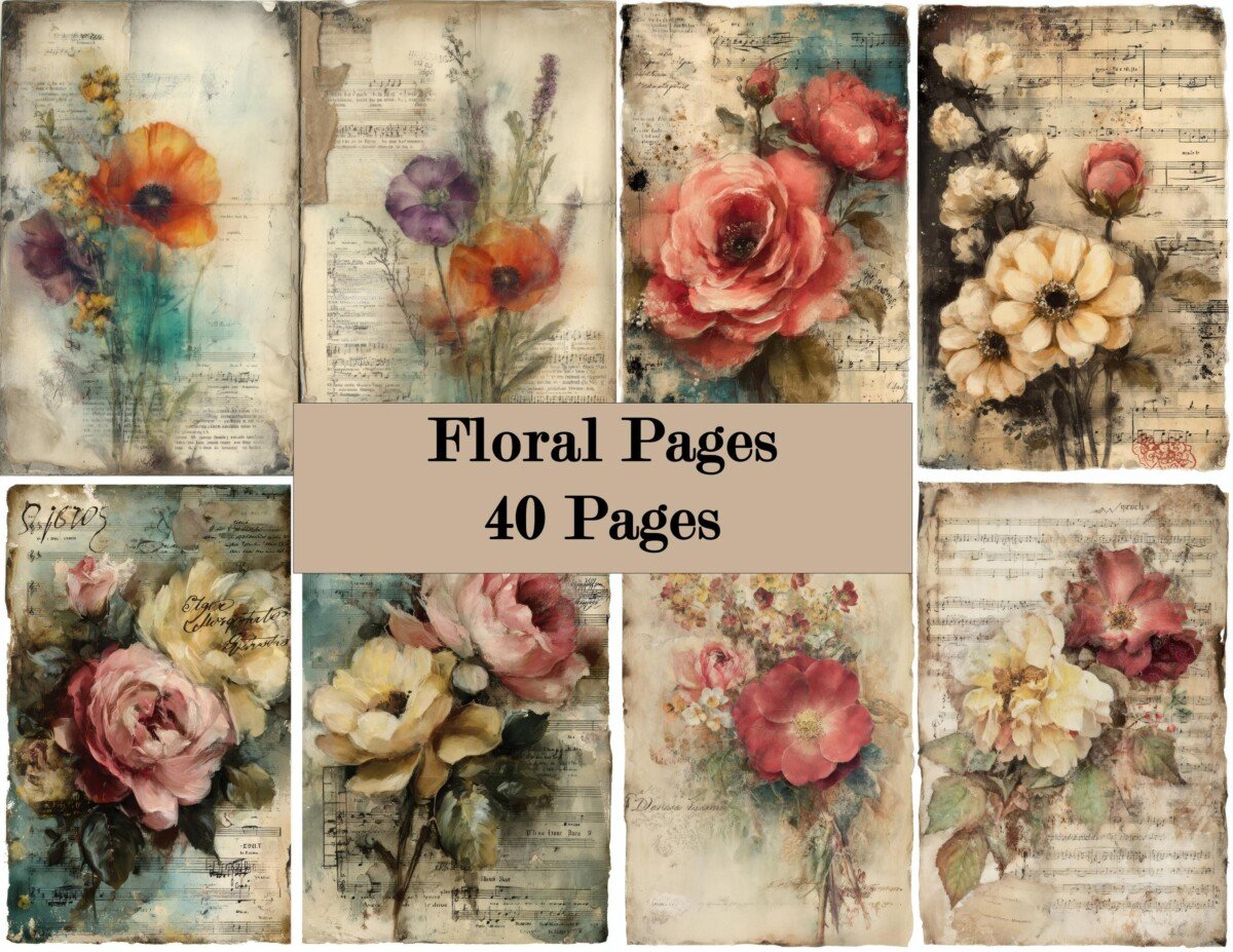floral – 20 Set 3 Junk Journal Pages