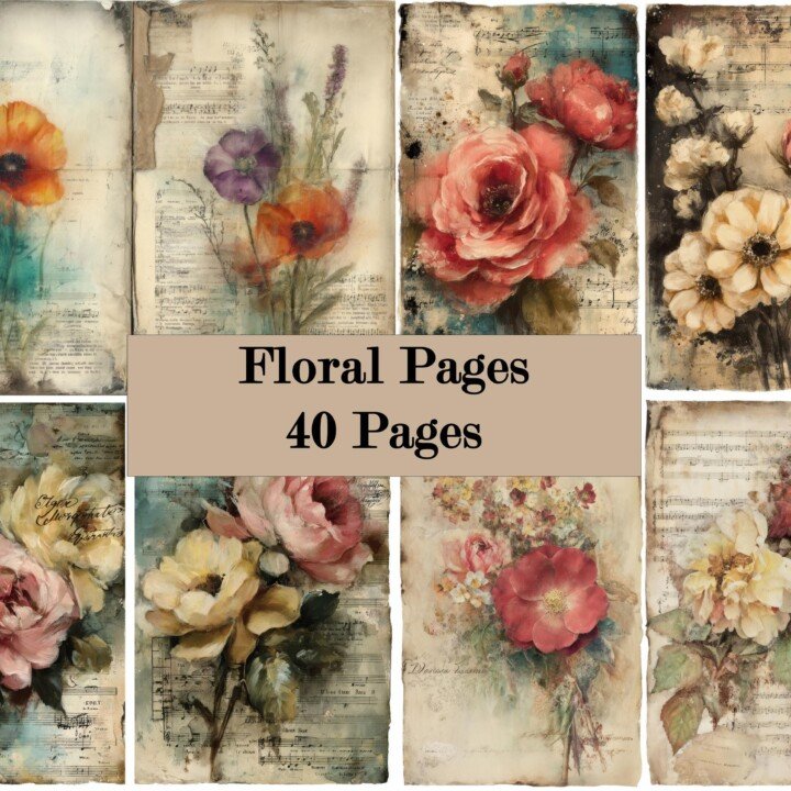 floral – 20 Set 3 Junk Journal Pages